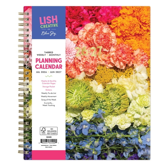 Lish Creative for Blue Sky Monthly Weekly, 7" x 9", Colorful Floral (Jul 2026 - Jun 2027)