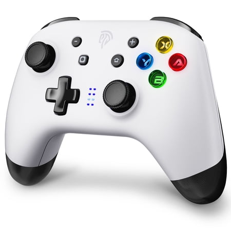 LISHIVE Bluetooth Wireless Controller EasySMX for Switch, Switch Lite/OLED, PC, Dual Vibration, Turbo, Programming, 15 Hours Playtime, White