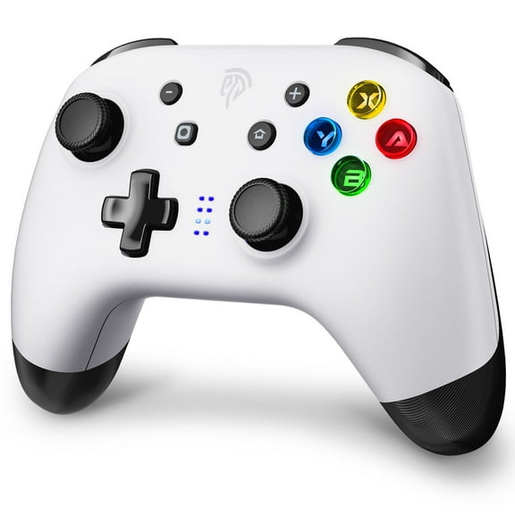 LISHIVE Bluetooth Wireless Controller EasySMX for Switch, Switch Lite/OLED, PC, Dual Vibration, Turbo, Programming, 15 Hours Playtime, White