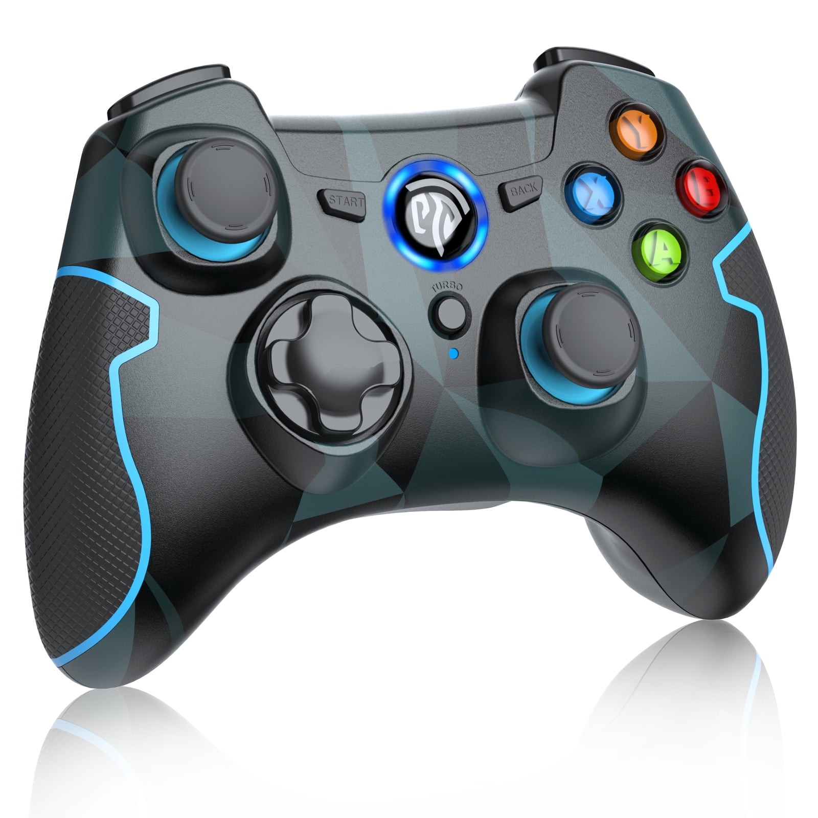 LISHIVE Wireless Gaming Controller for PC Windows XP 7 8 10/Laptop/Android/TV Box, 2.4GHz Gaming Computer Remote Controller with Dual Vibration Turbo, Green, PC Game Joysticks