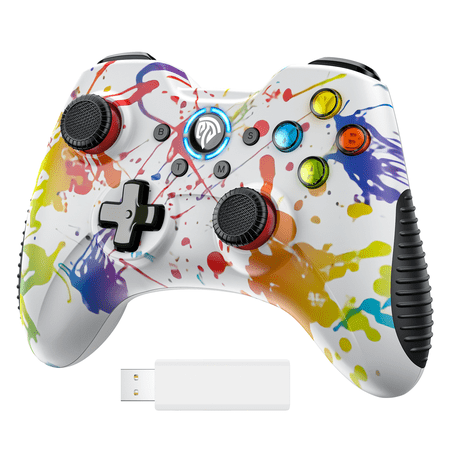 LISHIVE Wireless Gaming Controller for PC Windows XP 7 8 10, PS3, Android TV Box, Laptop PC Gamepad Joystick with Dual Vibration Tubo Ergonomic Design, White
