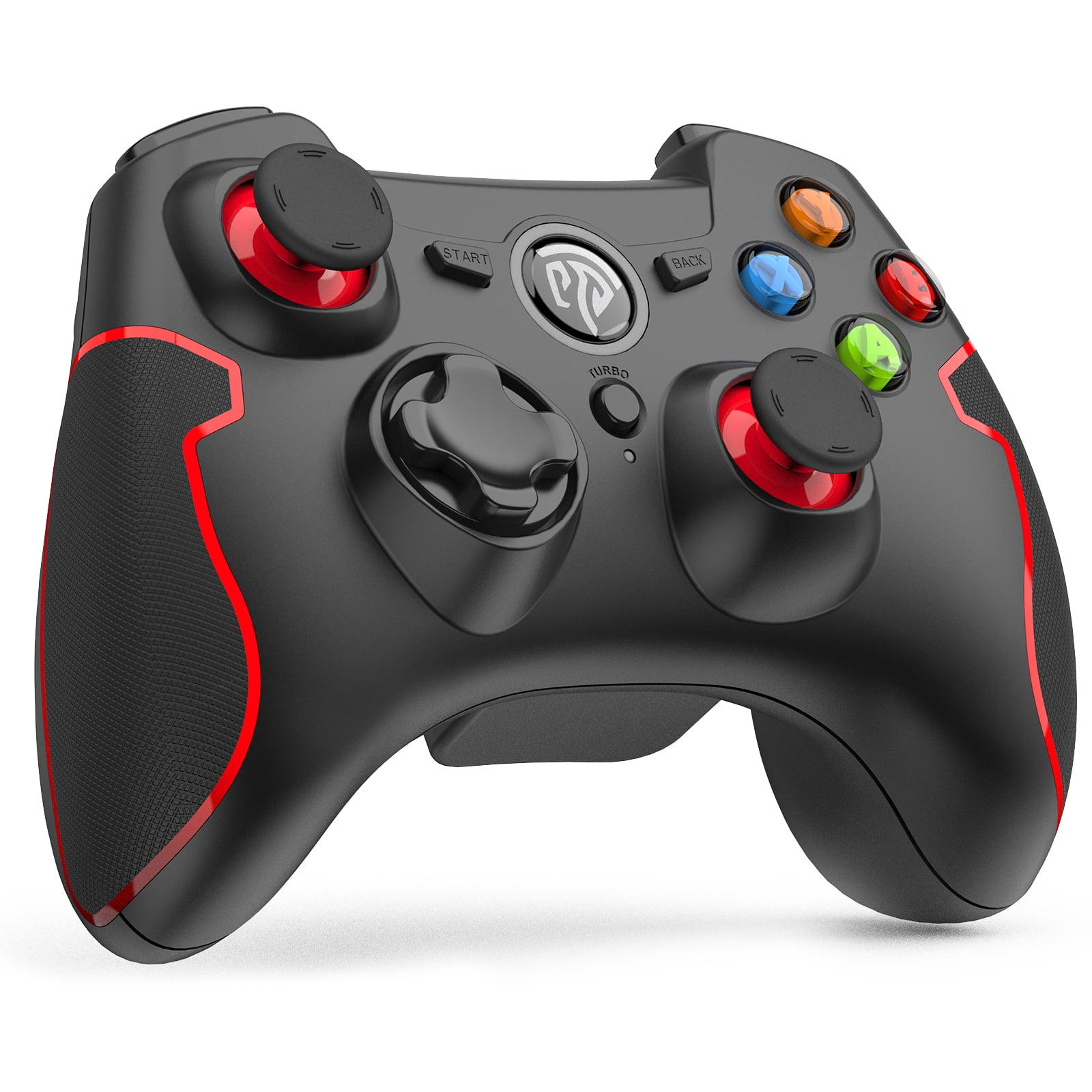 Lishive Wireless Gaming Controller for PC Windows/PS3/TV Box, USB 2.0/3.0 Video Gamepad with Dual Vibration, Turbo, Red