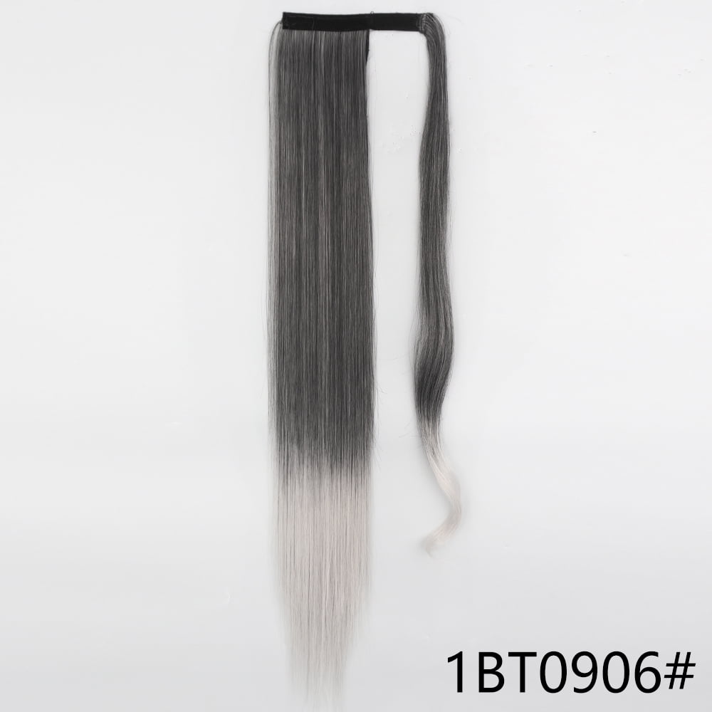 LISI GIRL 85cm Synthetic Long Straight Ponytail Hair Clip In Hair Extensions Blonde Brown Wrap Around Pony Hairpiece For Women