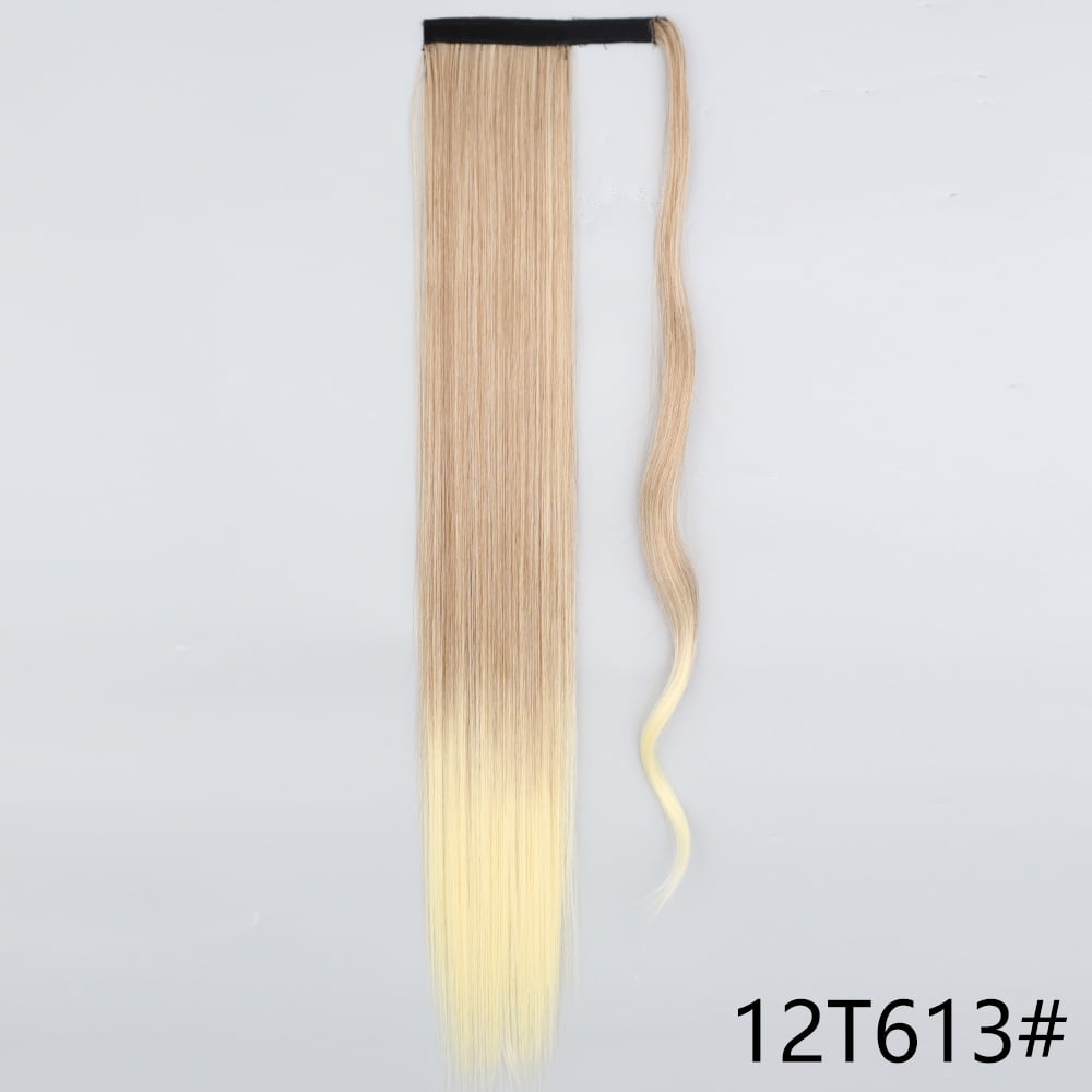 LISI GIRL 85cm Synthetic Long Straight Ponytail Hair Clip In Hair Extensions Blonde Brown Wrap Around Pony Hairpiece For Women