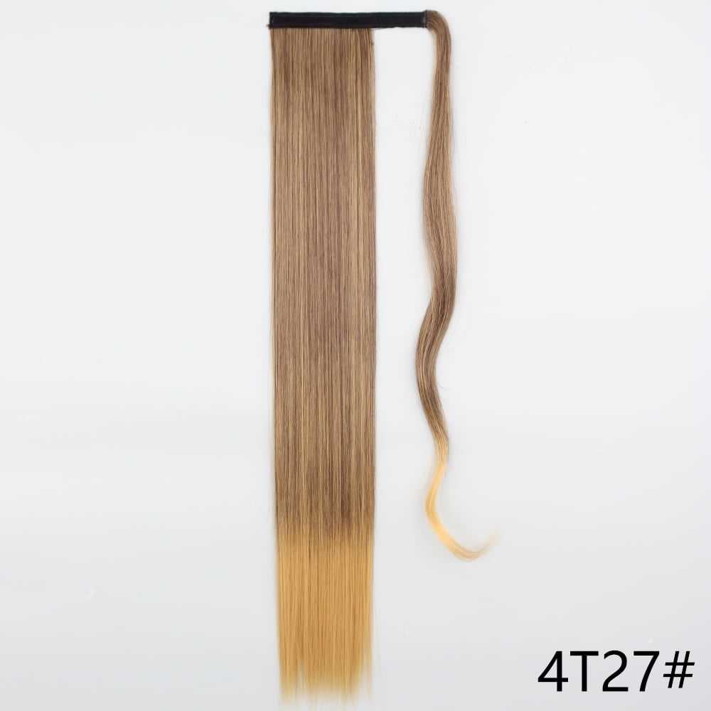 LISI GIRL 85cm Synthetic Long Straight Ponytail Hair Clip In Hair Extensions Blonde Brown Wrap Around Pony Hairpiece For Women
