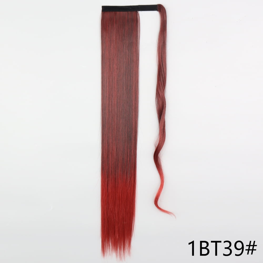 LISI GIRL 85cm Synthetic Long Straight Ponytail Hair Clip In Hair Extensions Blonde Brown Wrap Around Pony Hairpiece For Women