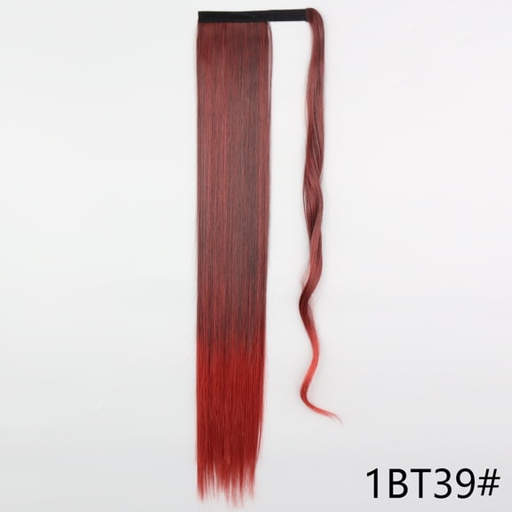 LISI GIRL 85cm Synthetic Long Straight Ponytail Hair Clip In Hair Extensions Blonde Brown Wrap Around Pony Hairpiece For Women