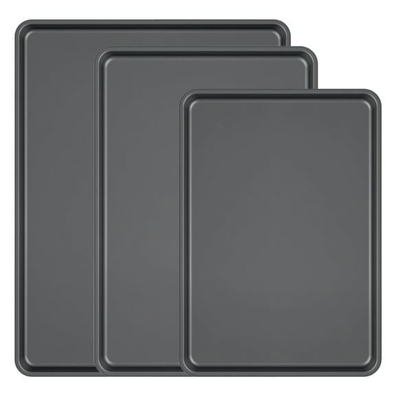 LISI 3-Piece Nonstick Baking Sheet Set – 16"x12", 15"x10", 13"x9" Carbon Steel Cookie Sheets, Baking Trays for Oven, Heavy-Duty Bakeware Set for Home Kitchen