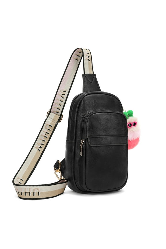 Crossbody Bags for Women,Travel Fanny Pack,Large Sling Bag,Free Plush Keychain(Black) 