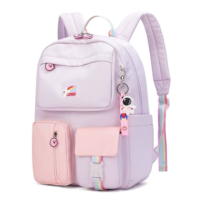 LISINUO Purple Book Bag Pack, School Backpack for Kids, Teens, and ...