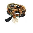 thumbnail image 1 of LISM Cute Wood Bead Bohemia Elastic Charms Bracelets & Bangles Wooden Beads Bracelet Multilayers Pulseras Women, 1 of 5