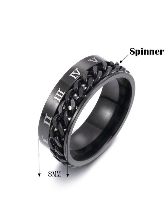 Gothic Roman Numerals Anxiety Ring for Men Women y2k Jewelry Design Chain Rings for Teens Rotatable Rings 2022 Trend Aestethic