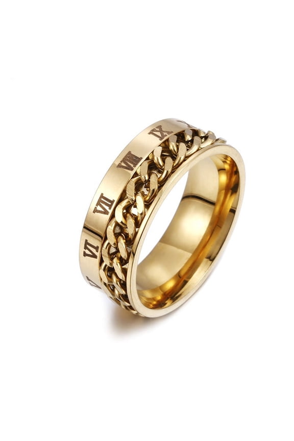 Gothic Roman Numerals Anxiety Ring for Men Women y2k Jewelry Design Chain Rings for Teens Rotatable Rings 2022 Trend Aestethic