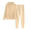 thumbnail image 1 of LISTHA 2 Piece Sweatsuits for Women Hoodie and Sweatpants Pullover Fall Tracksuit Casual Outfits with Pockets Beige XXXL, 1 of 7
