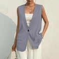 thumbnail image 1 of LISTHA 2024 Fall Long Linen Vest Blazer Y2K Fully Lined V-Neck Lightweight Fashion Casual Button Jackets Tops with Pockets Dark Gray 3XL, 1 of 9