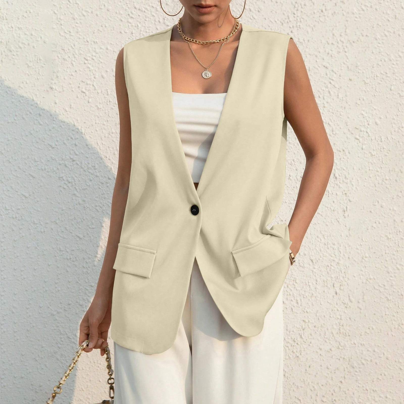 LISTHA 2024 Fall Long Linen Vest Blazer Y2K Fully Lined V LISTHA 2024 Fall Long Linen Vest Blazer Y2K Fully Lined V