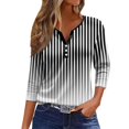 thumbnail image 1 of LISTHA 3/4 Length Sleeve Womens Tops Casual Loose Fit Henley Neck T Shirts Cute Print Three Quarter Length Tunic Tops Black 2XL, 1 of 5