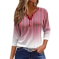 thumbnail image 1 of LISTHA 3/4 Length Sleeve Womens Tops Casual Loose Fit Henley Neck T Shirts Cute Print Three Quarter Length Tunic Tops Hot Pink 2XL, 1 of 5