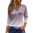 thumbnail image 1 of LISTHA 3/4 Length Sleeve Womens Tops Casual Loose Fit Henley Neck T Shirts Cute Print Three Quarter Length Tunic Tops Light Purple 2XL, 1 of 5