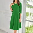 thumbnail image 1 of LISTHA 3/4 Sleeve Dresses for Women Fall Casual Loose Plain Pleated Flowy Midi Dresses Army Green XL, 1 of 5
