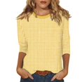 thumbnail image 1 of LISTHA 3/4 Sleeve T Shirts for Women Striped Workout Shirts Crew Neck Trendy Plus Size Tunic Tops Going Out Summer Blouses Yellow 2XL, 1 of 5