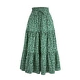 thumbnail image 1 of LISTHA Boho Skirts for Women Floral Summer High Waist Casual Long Skirt Tiered Flowy Pleated Spring Maxi Skirt Green XL, 1 of 4