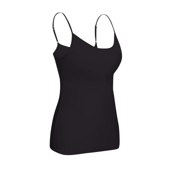 LISTHA Built In Bra Womens Tank Tops Cotton Adjustable Spaghetti Strap Workout Tops Padded Basic Camisole Tops Black M