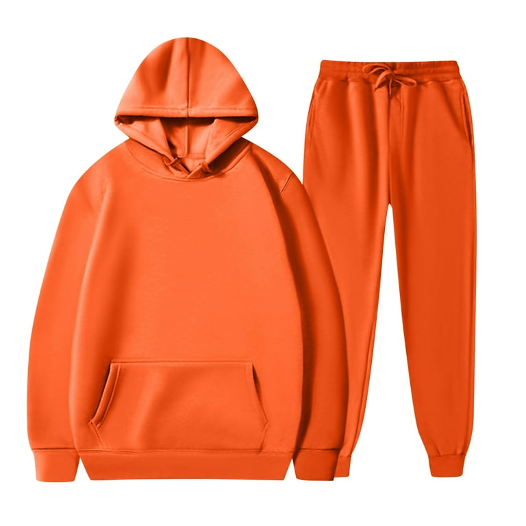 LISTHA Casual Hoodie and Sweatpants Outfit Cosplay Hooded Pullover Sweatsuits Jogger Sets for Unisex Orange 2XL Walmart