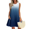 thumbnail image 1 of LISTHA Casual Sundresses for Women A-Line Sleeveless Crew Neck Tie Dye Mini Dresses Short Vacation Ruffle Casual Tank Dress Dark Blue 2XL, 1 of 6