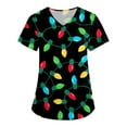 LISTHA Christmas Scrubs Ladies Stretchy Nurse Short Sleeve VNeck Scrub