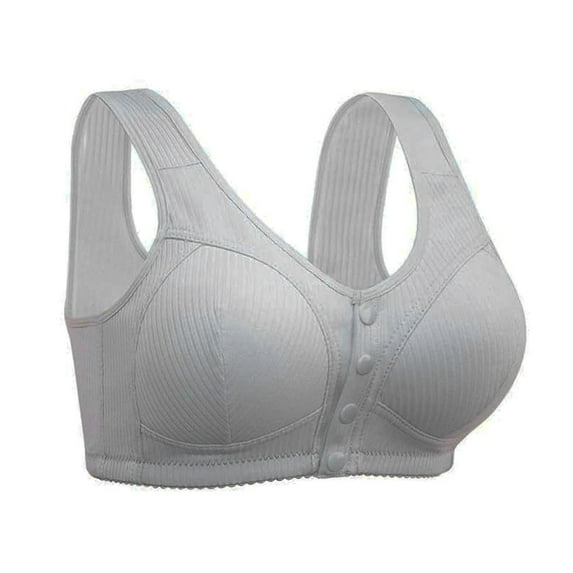 LISTHA Daisy Bras for Older Women, Daisy Bra, Daisy Bra for Seniors Front Closure, Comfortable No Wire Convenient Buckle Bra Light Gray 46