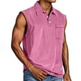 thumbnail image 1 of LISTHA Gym Tank Tops for Men V Neck Button Workout Sleeveless Vintage Tee Gym Solid 2025 Polo Shirt with Pocket Pink 2XL, 1 of 4