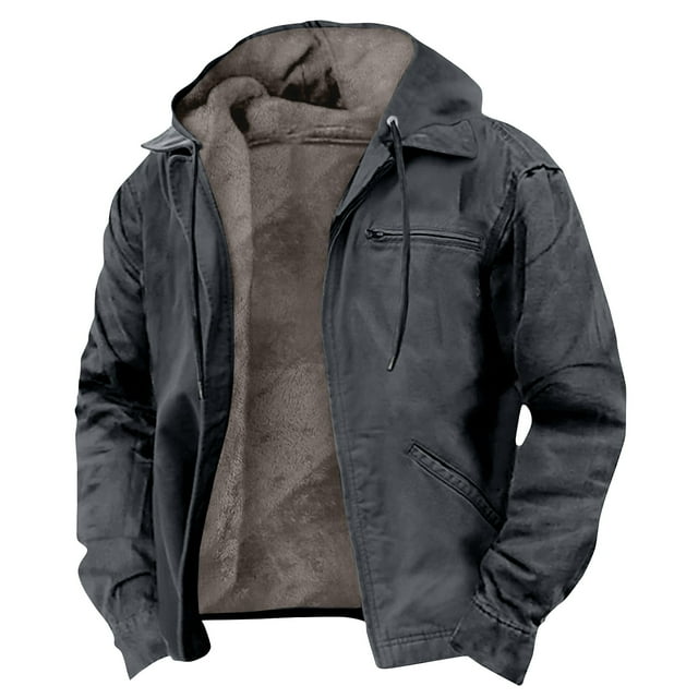 Mens Spring Jacket Mens Heavyweight Hoodie Jacket Casual Zip