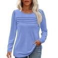 LISTHA Long Sleeve Shirts for Women Fashion Pleated Tops Crew Neck 2025