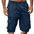 thumbnail image 1 of LISTHA Men Cargo Shorts Summer Elastic Waist Basketball Workout Jogger Casual Athletic Gym Work Shorts with Multi-Pockets Navy L, 1 of 5