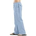 thumbnail image 1 of LISTHA Men'S Linen Pants Casual Loose Fit Trousers 2024 Oversized Beach Summer Pants Funny Multi Pocket Plain Baggy Pants Light Blue 5XL, 1 of 4