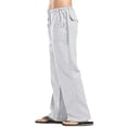 thumbnail image 1 of LISTHA Men'S Linen Pants Casual Loose Fit Trousers 2024 Oversized Beach Summer Pants Funny Multi Pocket Plain Baggy Pants White S, 1 of 6