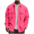 thumbnail image 1 of LISTHA Men's Casual Flap Pocket Button Front Long Sleeve Jackets Hot Pink L, 1 of 5