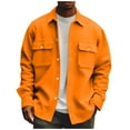 thumbnail image 1 of LISTHA Men's Casual Flap Pocket Button Front Long Sleeve Jackets Orange M, 1 of 6