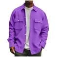 thumbnail image 1 of LISTHA Men's Casual Flap Pocket Button Front Long Sleeve Jackets Purple 6XL, 1 of 5