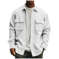thumbnail image 1 of LISTHA Men's Casual Flap Pocket Button Front Long Sleeve Jackets White 6XL, 1 of 6