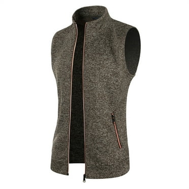 LISTHA Men's Lightweight Knit Vest Fall Winter Sleeveless Jacket Casual Outdoor Work Travel Golf Running Vests Coffee 3XL