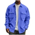 thumbnail image 1 of LISTHA Men's Regular Solid Color Corduroy Shirt Jackets For Men Button Coat Autumn Winter Stylish Casual Top Blue L, 1 of 6