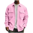 thumbnail image 1 of LISTHA Men's Regular Solid Color Corduroy Shirt Jackets For Men Button Coat Autumn Winter Stylish Casual Top Pink M, 1 of 5
