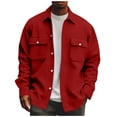 thumbnail image 1 of LISTHA Men's Regular Solid Color Corduroy Shirt Jackets For Men Button Coat Autumn Winter Stylish Casual Top Wine 6XL, 1 of 6