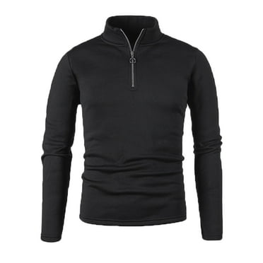 LISTHA Men's Shirts 1/4 Zip Fleece Pullover Mid-Weight Long Sleeve Sweatshirts Athletic Shirts Black L
