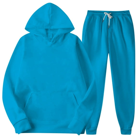 LISTHA Men's Tracksuits Casual Sweatsuits 2 Piece Tracksuit Autumn Jogger Outfits Long Sleeve Hoodie and Sweatpant Set Blue M