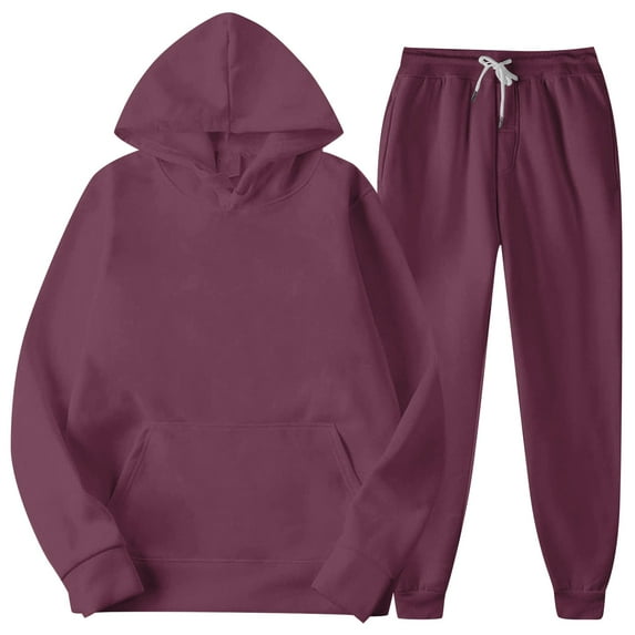 LISTHA Men's Tracksuits Casual Sweatsuits 2 Piece Tracksuit Autumn Jogger Outfits Long Sleeve Hoodie and Sweatpant Set Dark Purple L