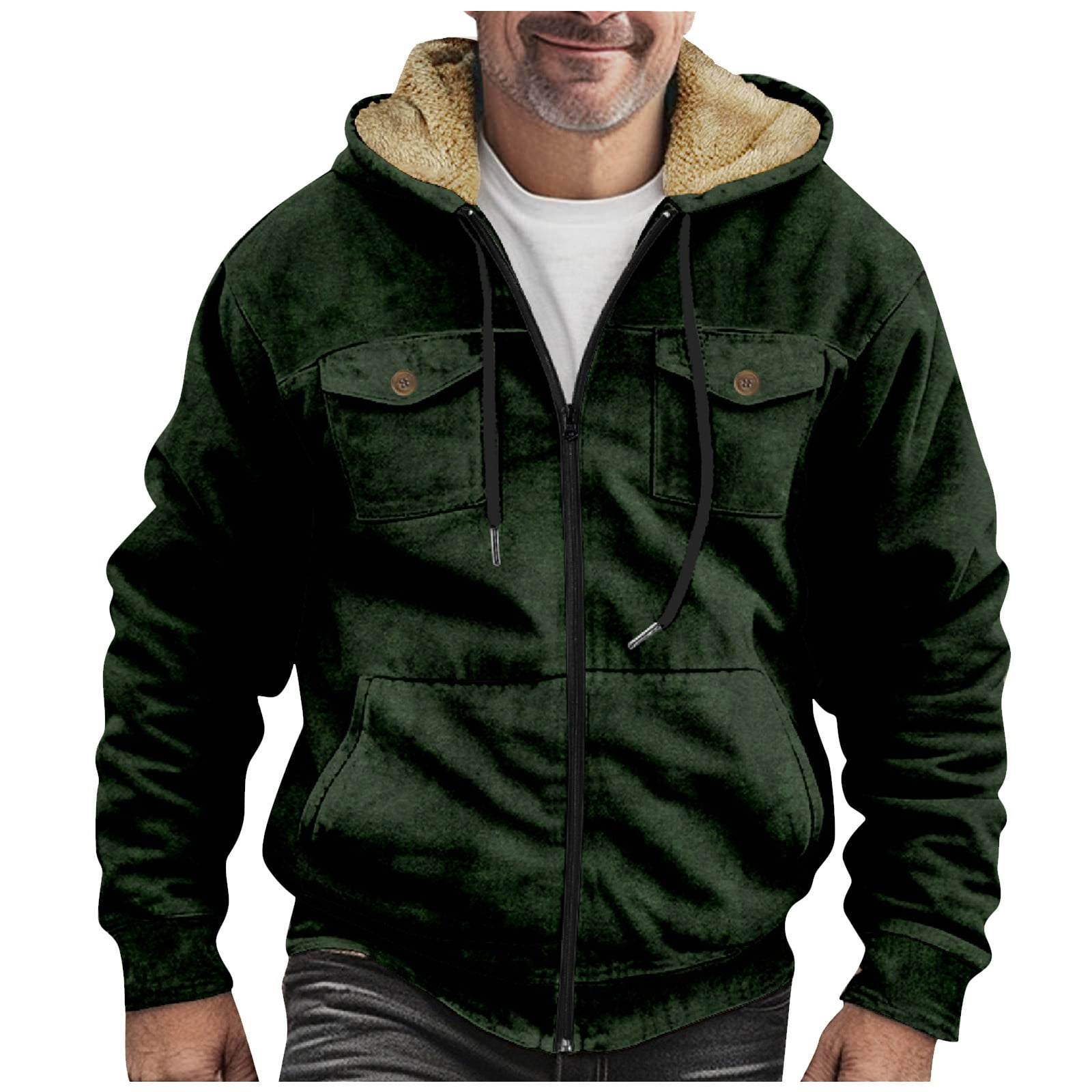 LISTHA Men's Winter Sherpa Lined Hoodie Zip Up Sweatshirt Heavyweight
