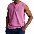 thumbnail image 1 of LISTHA Mens Tank Top V Neck Button Distressed Washed Sleeveless Vintage T-Shirt Workout 2025 Summer Casual Polo Shirt Pink 2XL, 1 of 4